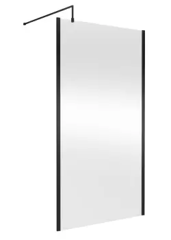 Image of Nuie 1100mm Outer Framed Wetroom Screen With Support Bar - Matt Black