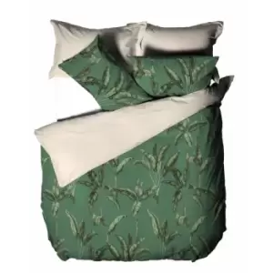 Image of Linen House Livia Duvet Cover Set (King) (Green/Taupe) - Green/Taupe