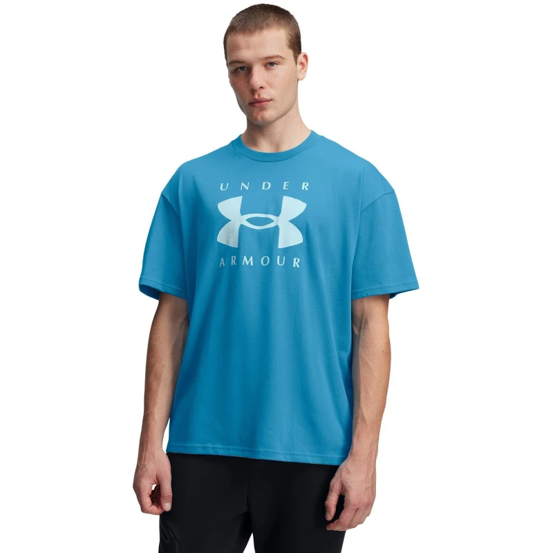 Image of Under Armour Heavyweight Branded Short-Sleeve T-Shirt Blue male XS