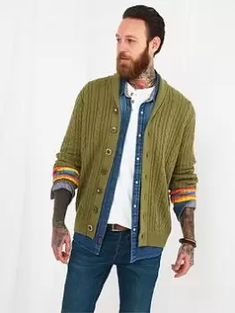 Image of Joe Browns Cut Above Cardigan - Khaki, Green, Size 2XL, Men