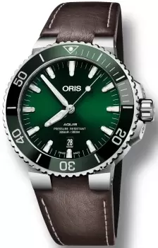 Image of Oris Watch Aquis Date Leather - Green