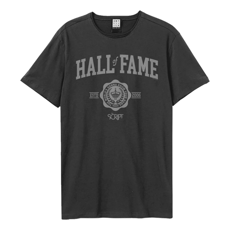 Image of Amplified Amplified Men Hall Of Fame The Script T-Shirt in Charcoal Size: X-Small Charcoal XS Male 5063652170021