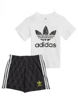 Image of Boys, adidas Originals Short Set, White, Size 9-12 Months