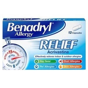 Image of Benadryl Allergy and Hayfever Acrivastine Tablets 12s