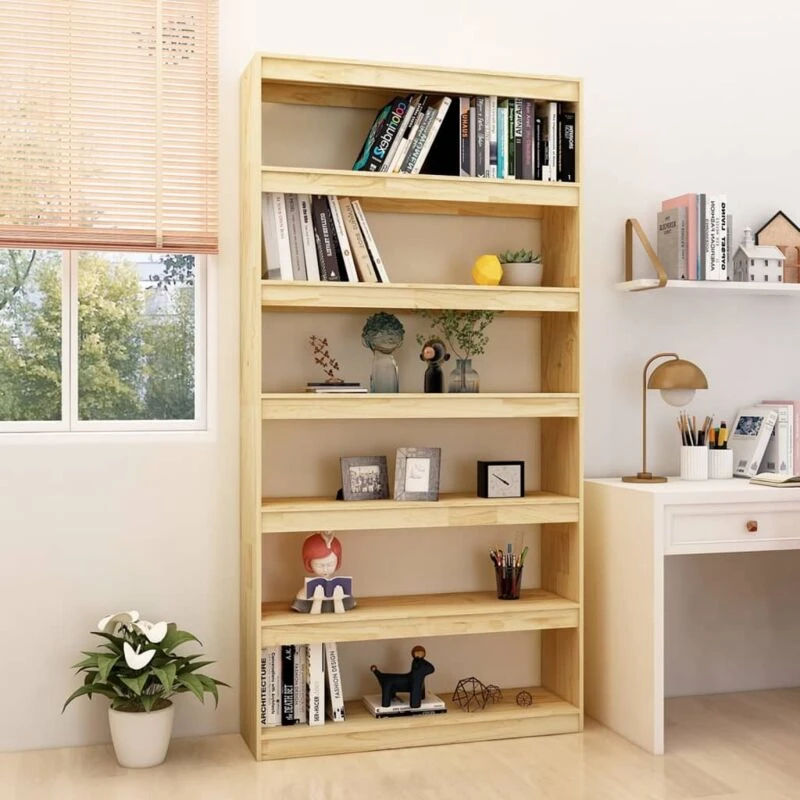 Image of VIDAXL Book Cabinet/Room Divider 100x30x200cm Solid Pinewood Vidaxl 8720286609286