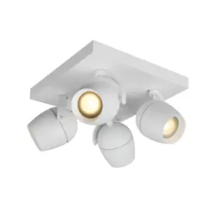 image of Preston Modern Ceiling Spotlight Bathroom - 4xGU10 - IP44 - White