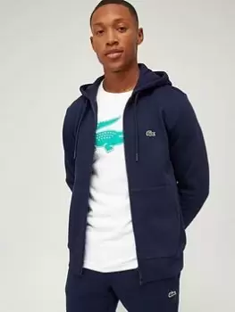 Lacoste Logo Zip Thru Hoodie, Navy, Size 6XL, Men