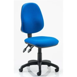 image of Trexus Fabric Medium Back Chair Blue Upholstery with Black Metal Frame