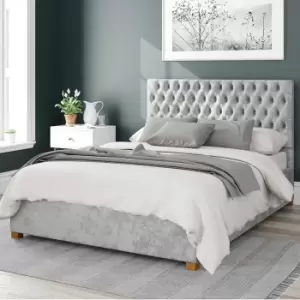 image of Monroe Mirazzi Velvet Ottoman Bed Frame Silver