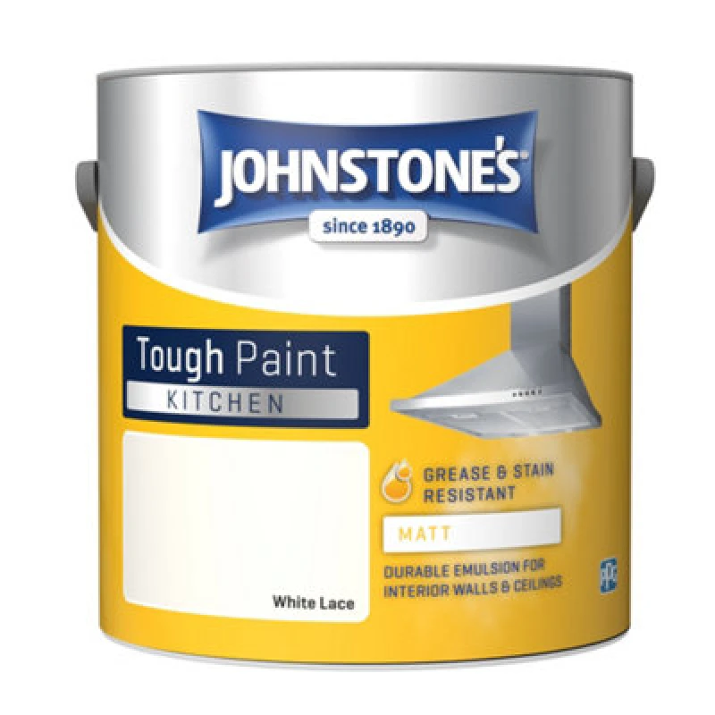 Image of Johnstone's Kitchen Matt Tough Emulsion Paint, 2.5L, White Lace