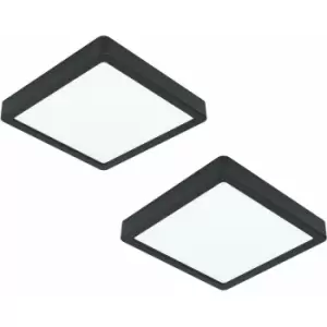 Image of 2 PACK Wall / Ceiling Light Black 210mm Square Surface Mounted 16.5W LED 4000K