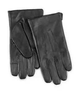 Image of Totes Isotoner Water Repellent 3 Point Leather Glove With Smart Touch, Black, Size L/Xl, Men