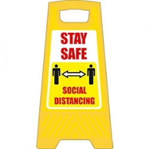 image of Seco Floor Sign Stay safe, social distancing Polypropylene 30 x 60 cm