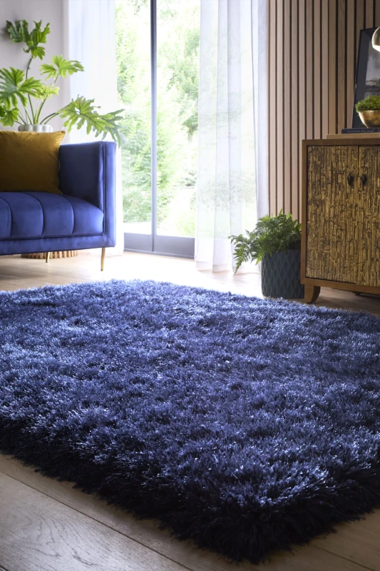 Image of Origins Extravagance Rug Shaggy Rugs 120cmx170c Blue 42279818125