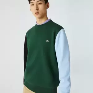 Image of Mens Lacoste Brushed Fleece Sweatshirt Size 3 - S Green / Black / Blue