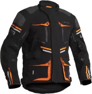 Image of Lindstrands Sunne Waterproof Motorcycle Textile Jacket, black-orange, Size 50, black-orange, Size 50