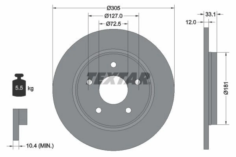 Image of Brake disc TEXTAR 92181005