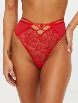 Image of Ann Summers Knickers The Ariel High Waist Brazilian - Bright Red, Bright Red, Size 10, Women