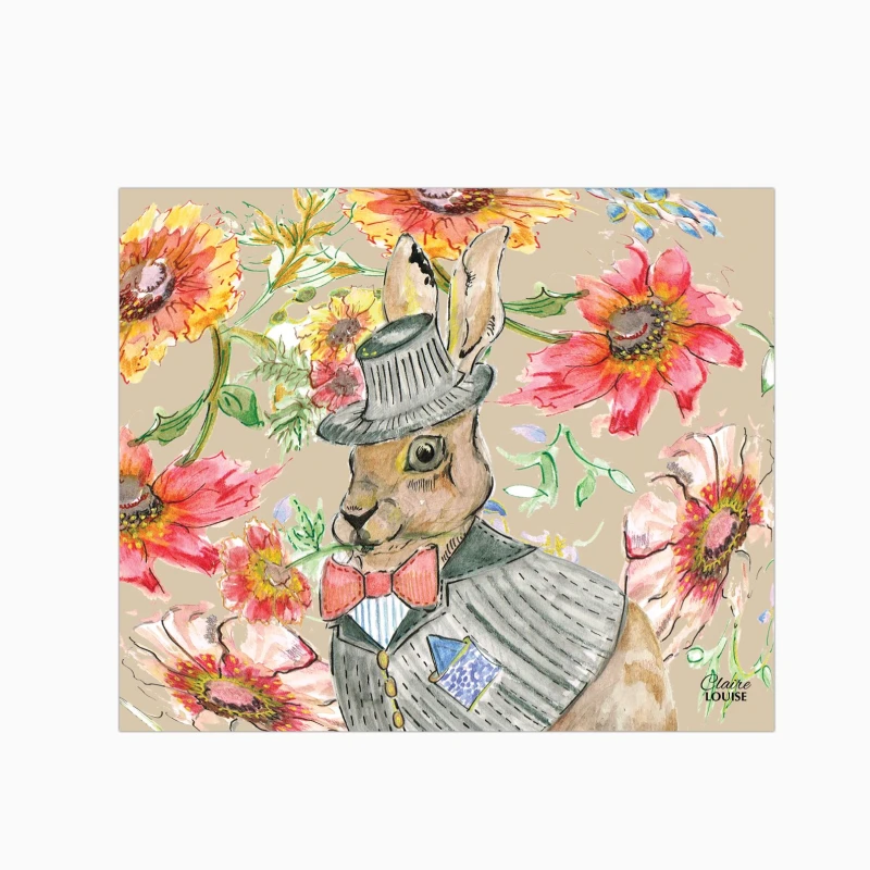 Image of Claire Louise Cottage Floral Hare Glass Kitchen Splashback Size: 600mm x 600mm Multicolor Unisex 600mm x 600mm