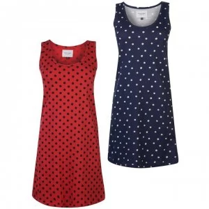 image of Rock and Rags Two Pack Nightdress - Navy Spot