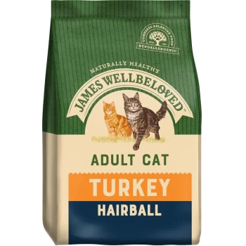 Image of James Wellbeloved Adult Hairball Turkey Cat Food 4kg