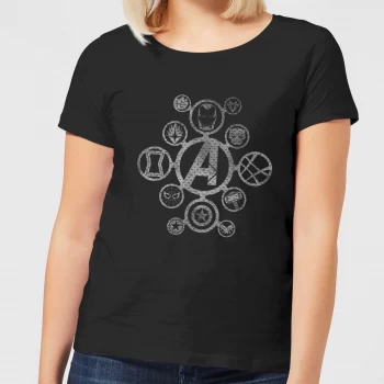 image of Avengers Distressed Metal Icon Womens T-Shirt - Black - M