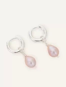 Image of Accessorize Sterling Silver Plated Pearl Huggie Hoops