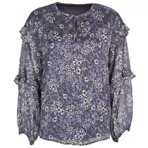 Image of Ikks BABAR womens Blouse in Blue - Sizes UK 6,UK 8,UK 10,UK 12,UK 14