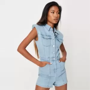 image of Missguided Pad Stretch Playsuit - Blue