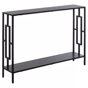 image of Homcom Industrial Console Table With Storage Shelf Black Metal Frame Grey