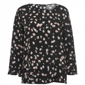 image of SET Floral Blouse - Black White 0991