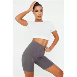 Image of I Saw It First Charcoal Jumbo Rib Cycling Shorts - Grey