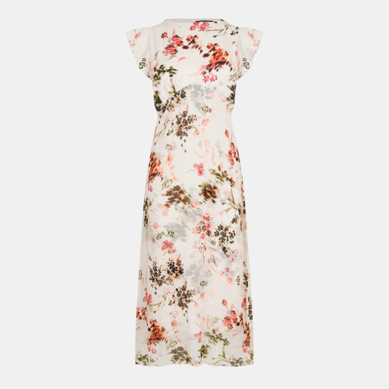 Image of French Connection Womens Candice Midi A Line Dress Crm/Scarlet Red female 8 (XS)