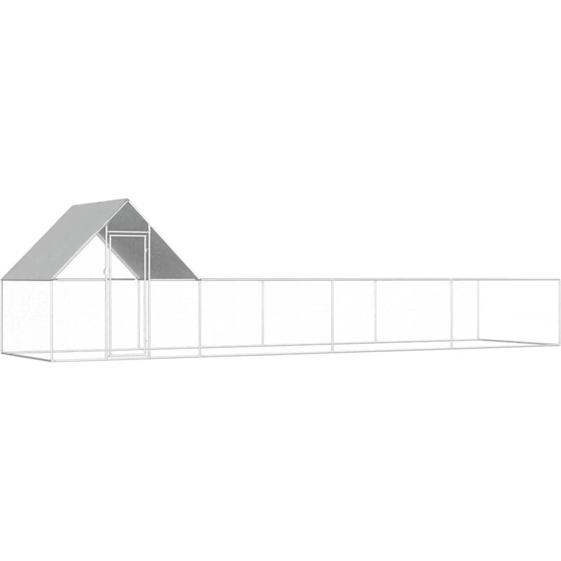 Image of vidaXL Chicken Coop 8x2x2m Galvanised Steel Hen House Poultry Hutch Run Nest
