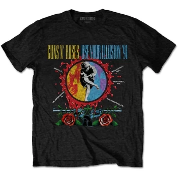 Image of Guns N' Roses - Use Your Illusion Circle Splat Unisex Large T-Shirt - Black