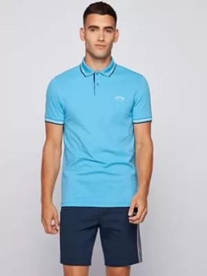 image of Hugo Boss Golf Paul Curved Polo Shirt Open Blue Size M Men