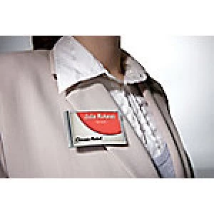 image of Durable Prestige Name Badge with Combi Clip Landscape 75 x 40mm 812419 25 Pieces