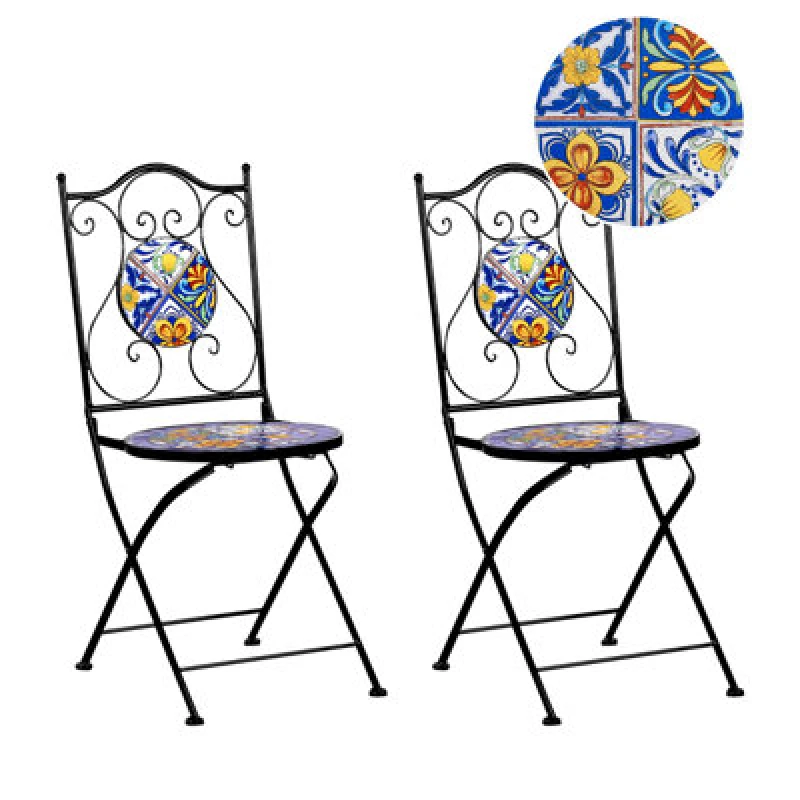 Image of Beliani Set Of 2 Garden Chairs Coriano Folding Metal Black