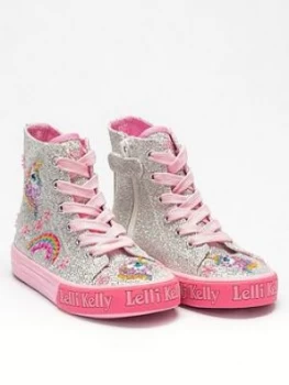 image of Lelli Kelly Girls Abigail Mid High Top - Silver, Size 10 Younger