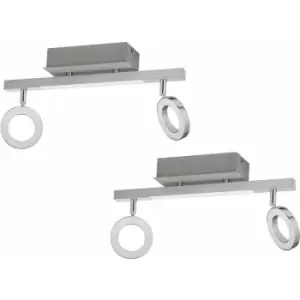 Image of 2 pack Wall Spot Light Aluminium Chrome Shade Satined Plastic LED 2x3.2W 1x3.3W