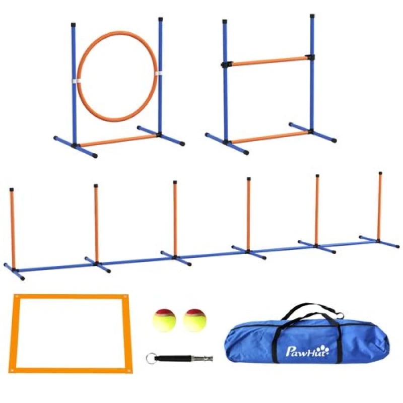 Image of PawHut 4 Pcs Dog Agility Training Equipment, Dog Outdoor Games w/ Carry Bag Orange