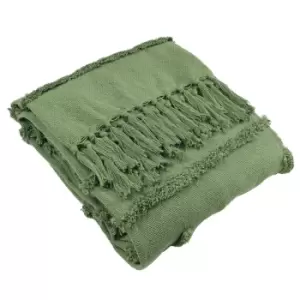Image of Furn. Jakarta Woven Cotton Tufted Throw Moss Green