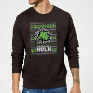 image of Marvel Comics The Incredible Hulk Black Christmas Sweatshirt - L - Black