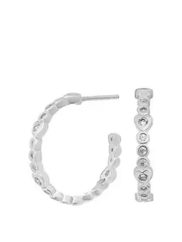 image of Simply Silver Cubic Zirconia Heart Row Hoop