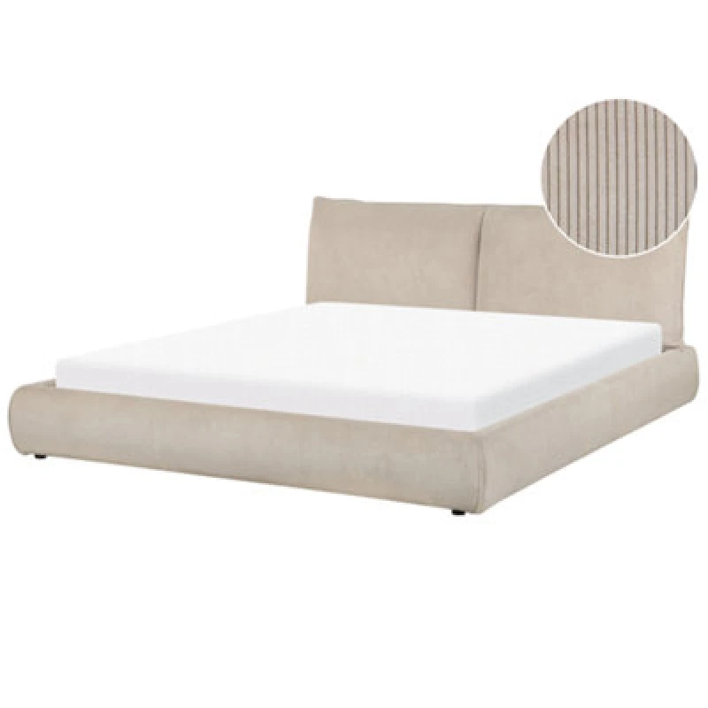 Image of Beliani Bed Corduroy Vinay 180 X 200 Cm (Eu Super King) Taupe