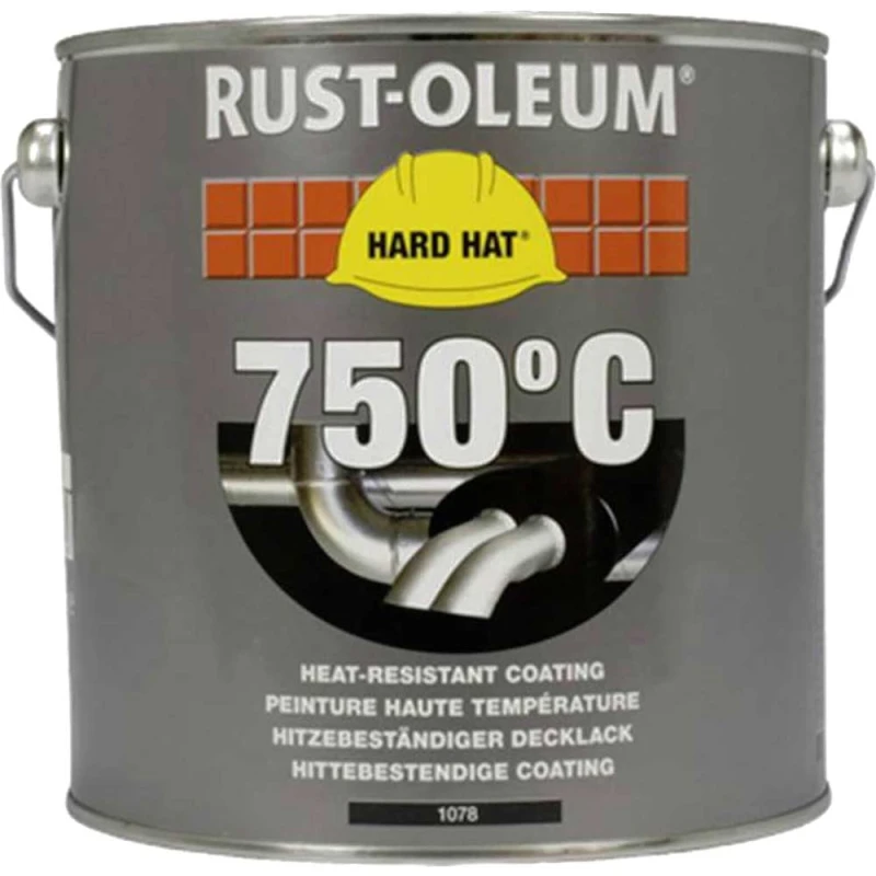 Image of Rust Oleum Hard Hat Heat Resistant Paint 1078.2.5 Colour: Black