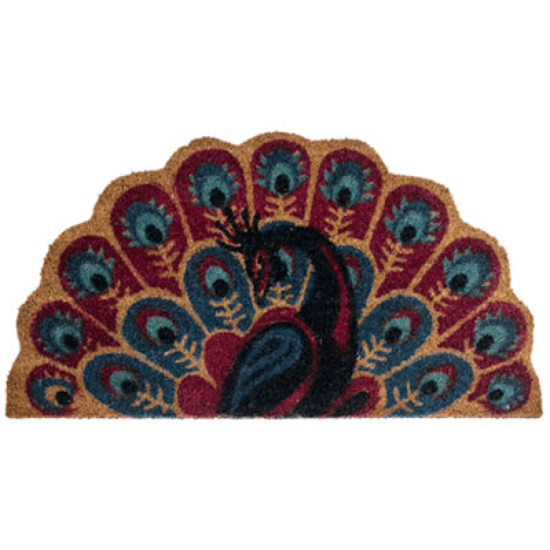 Image of Beliani Doormat Nulato Multicolour 45 X 75cm Peacock Coir