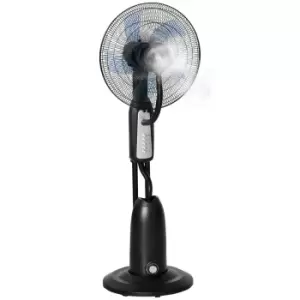 image of HOMCOM Pedestal Fan with Water Mist Spray, Standing Fan, Humidifying Misting Fan with 3 Speeds, 2.8L Water Tank, Black