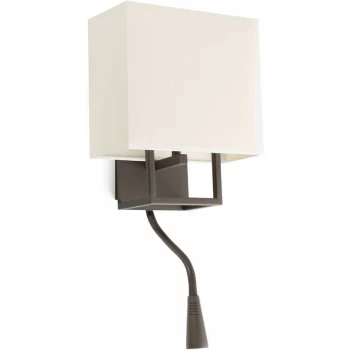 image of Faro Vesper - 1 Light Indoor Wall Light Reading Lamp Brown with Shade, E14