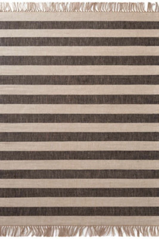 Image of The Rugs Handloom Jute Rug Playa Natural White Black Living Room Rug Striped